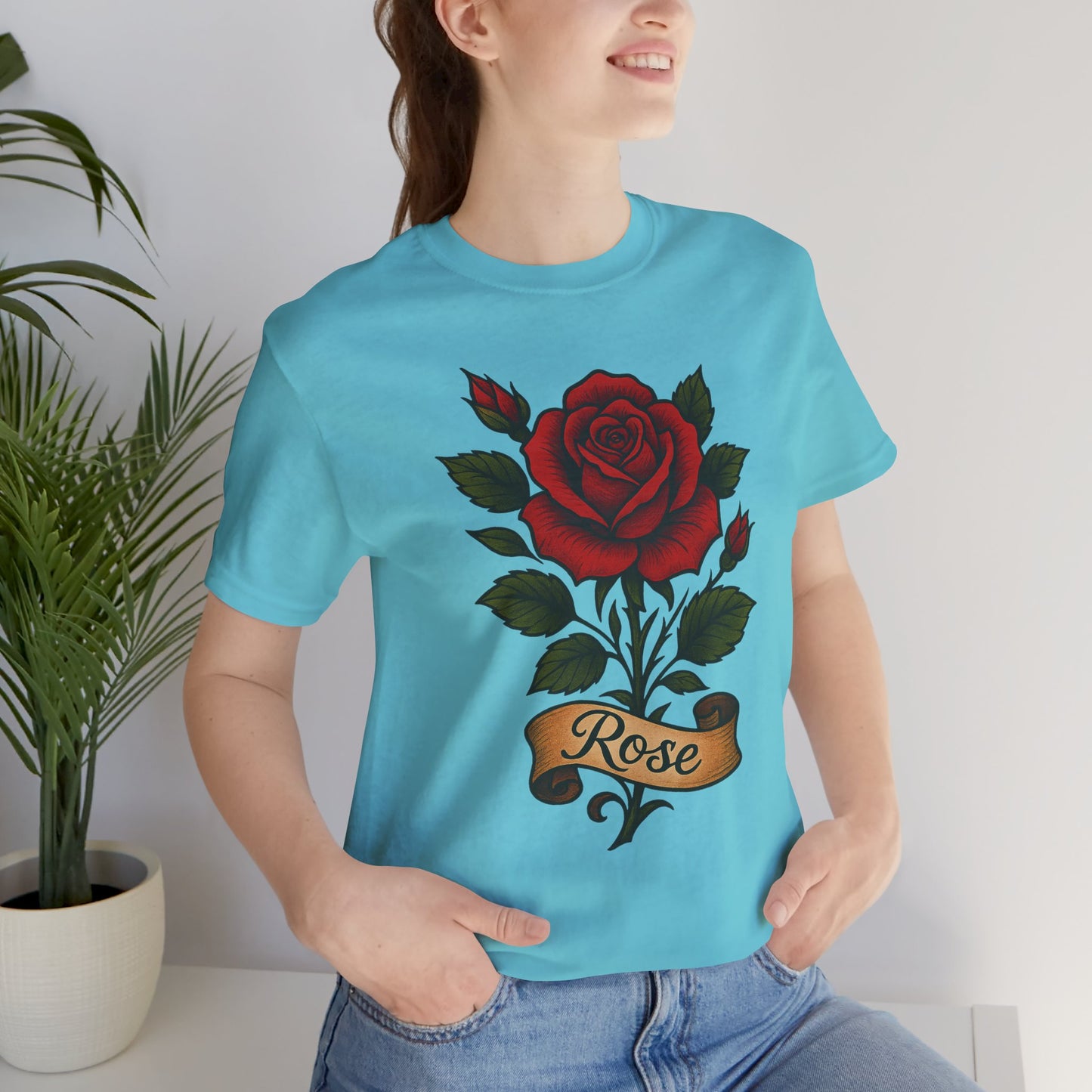 Rose floral jersey short sleeve T
