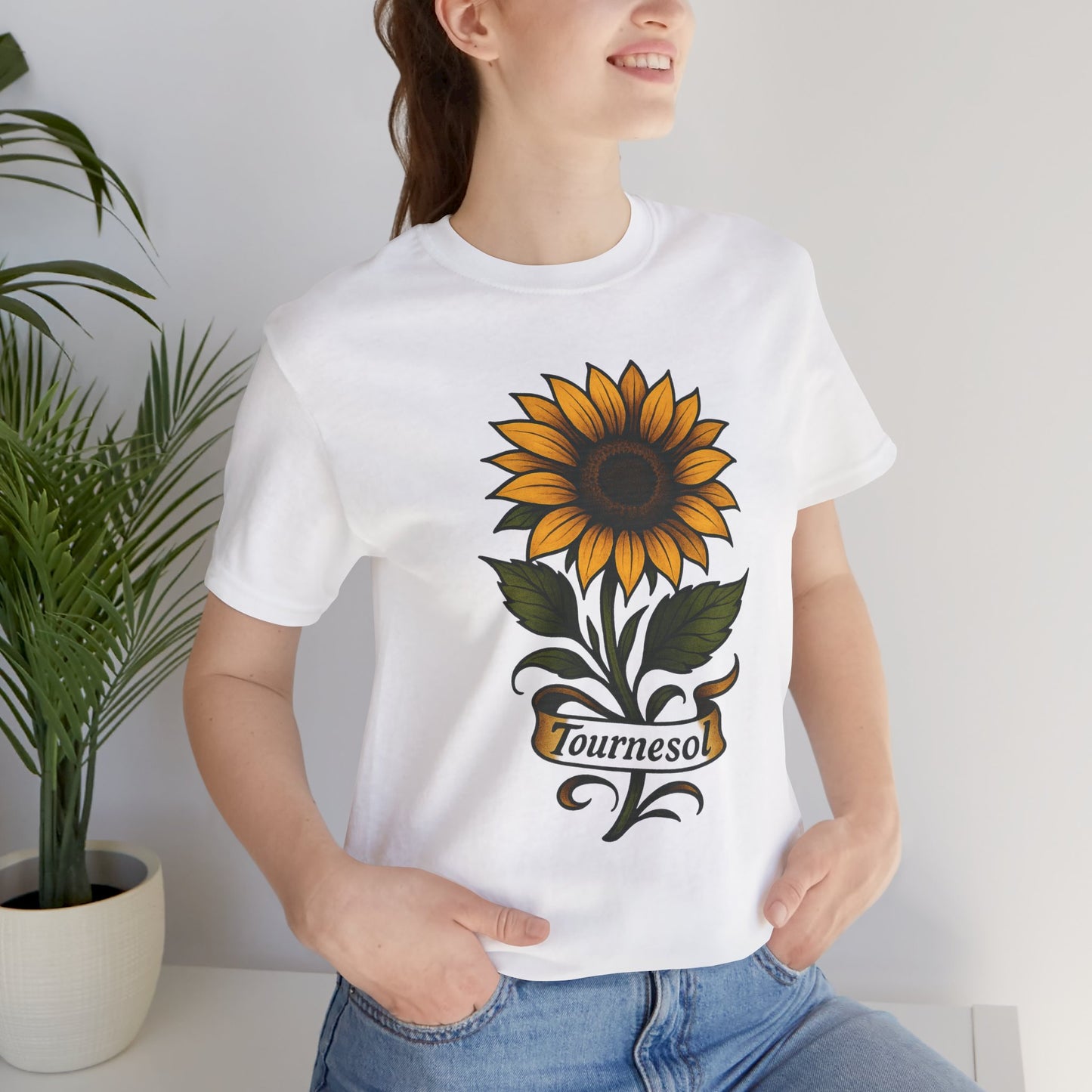 Sunflower art jersey short sleeve T