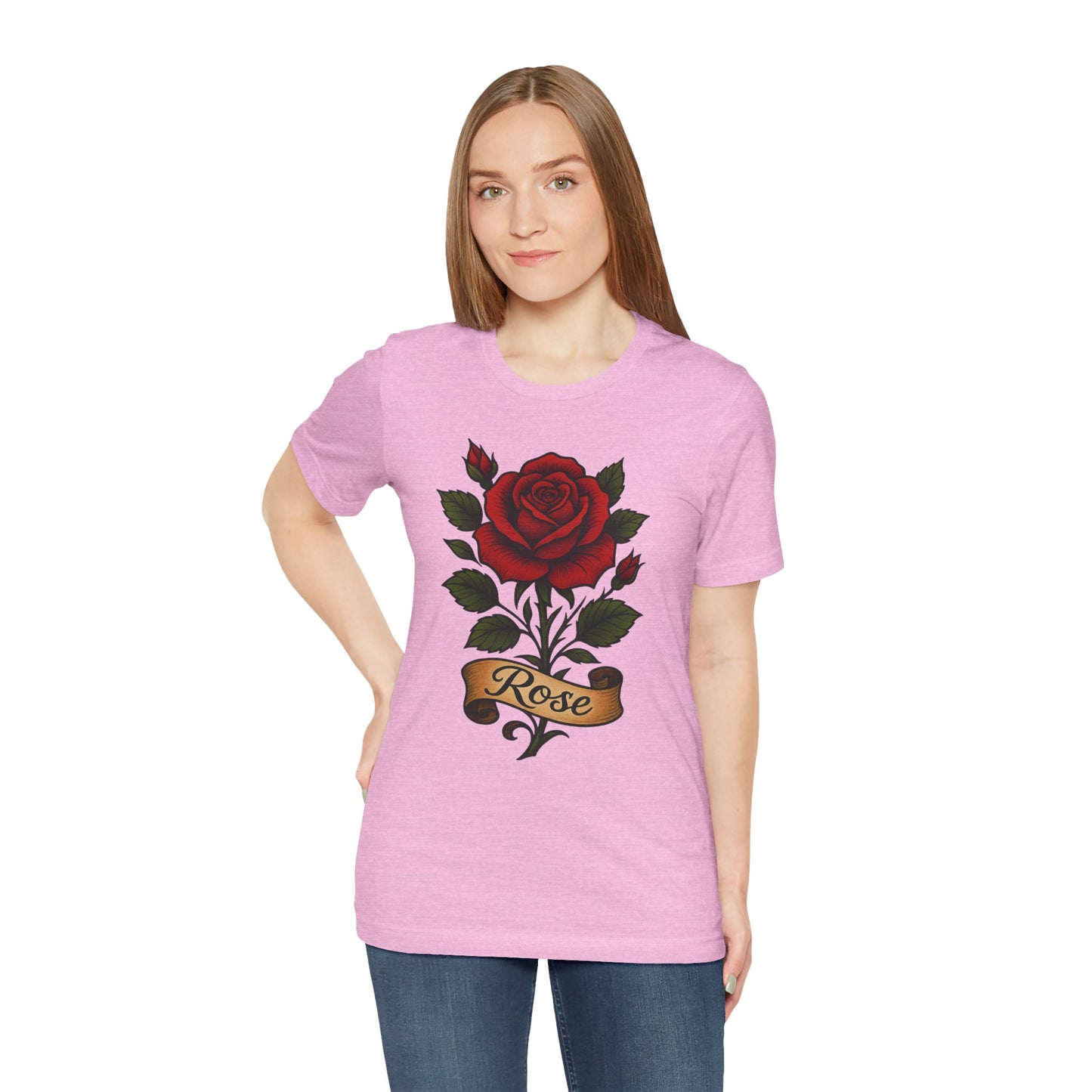 Rose floral jersey short sleeve T