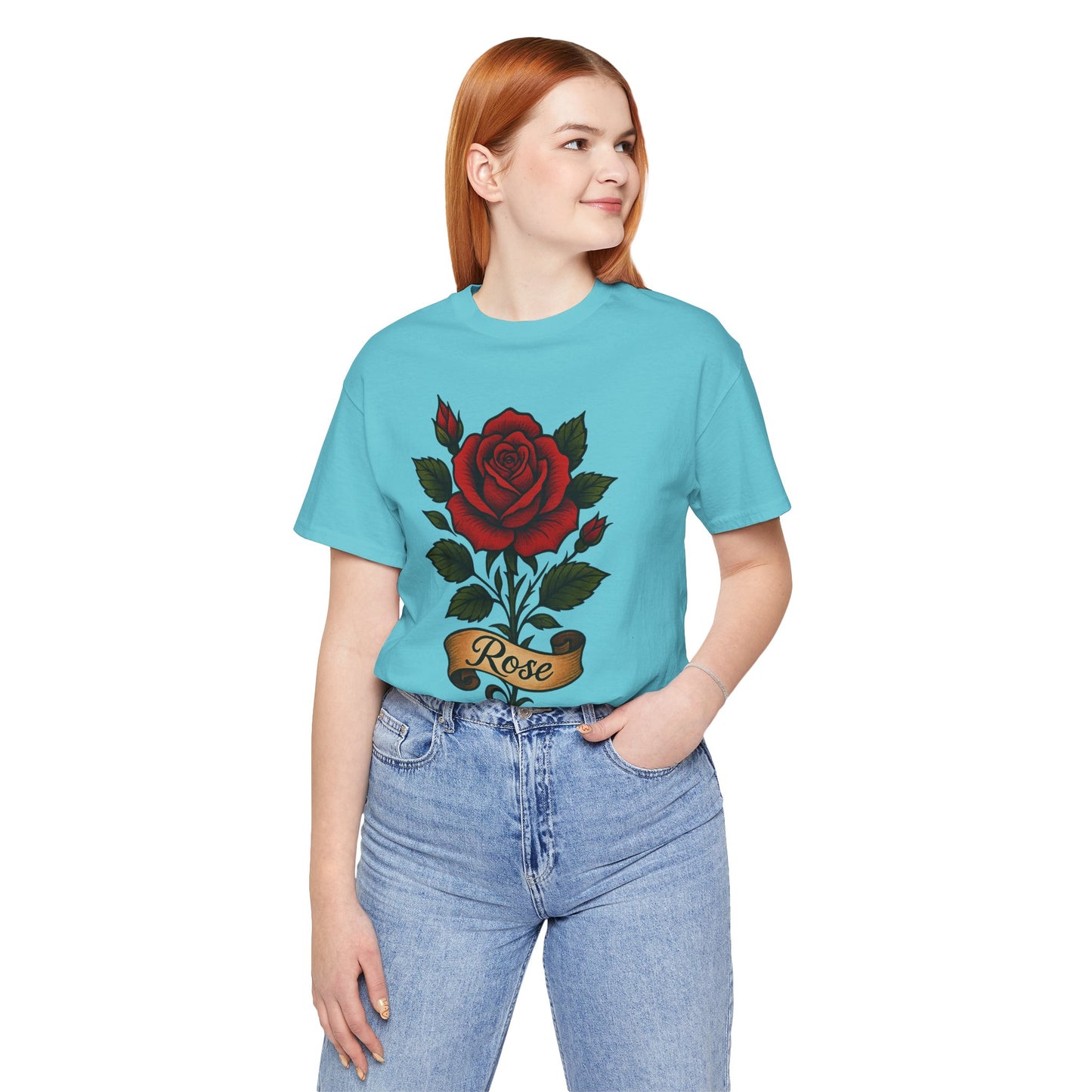Rose floral jersey short sleeve T