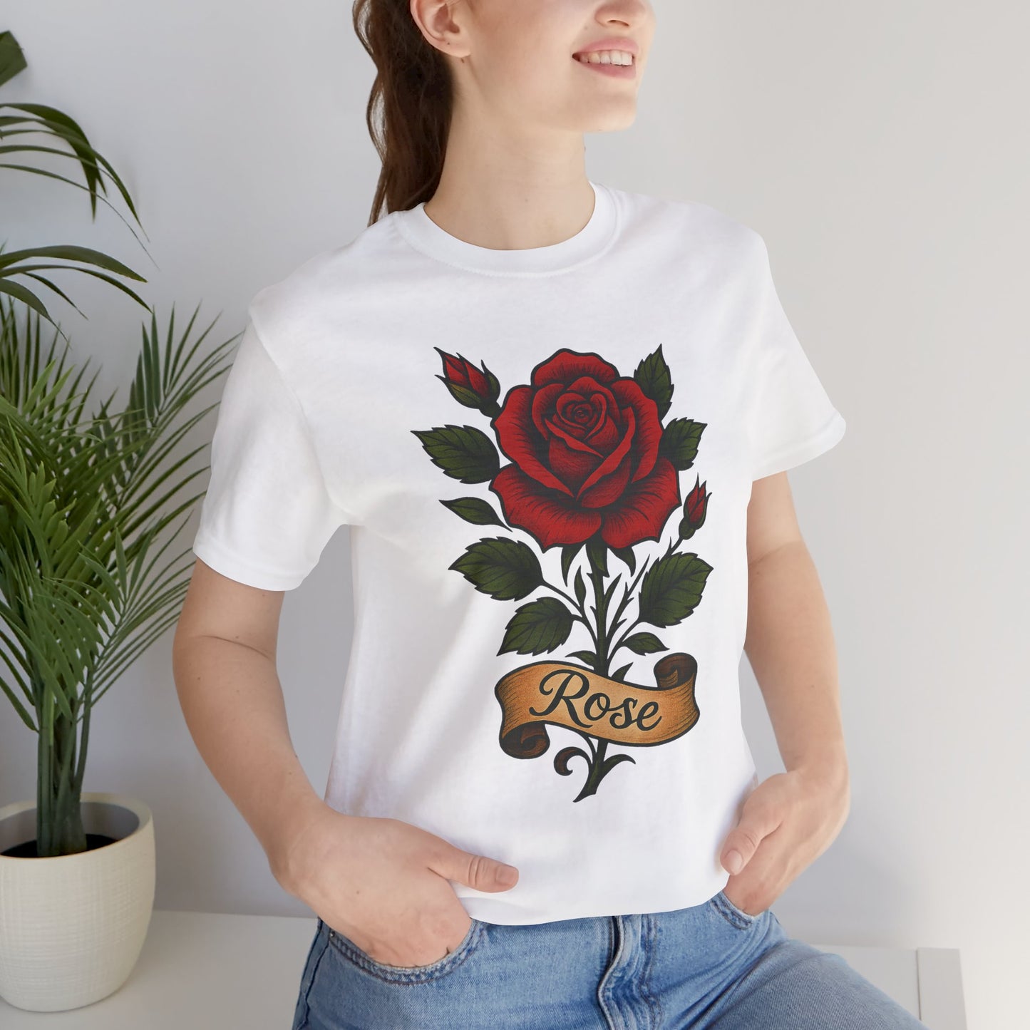 Rose floral jersey short sleeve T