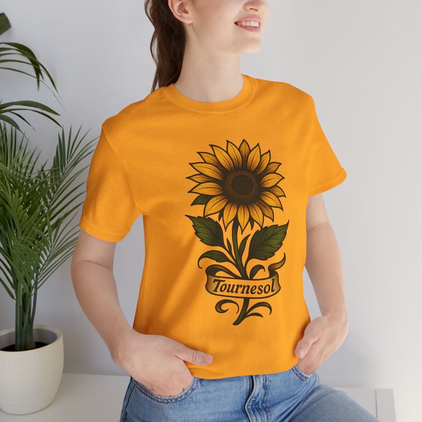 Sunflower art jersey short sleeve T