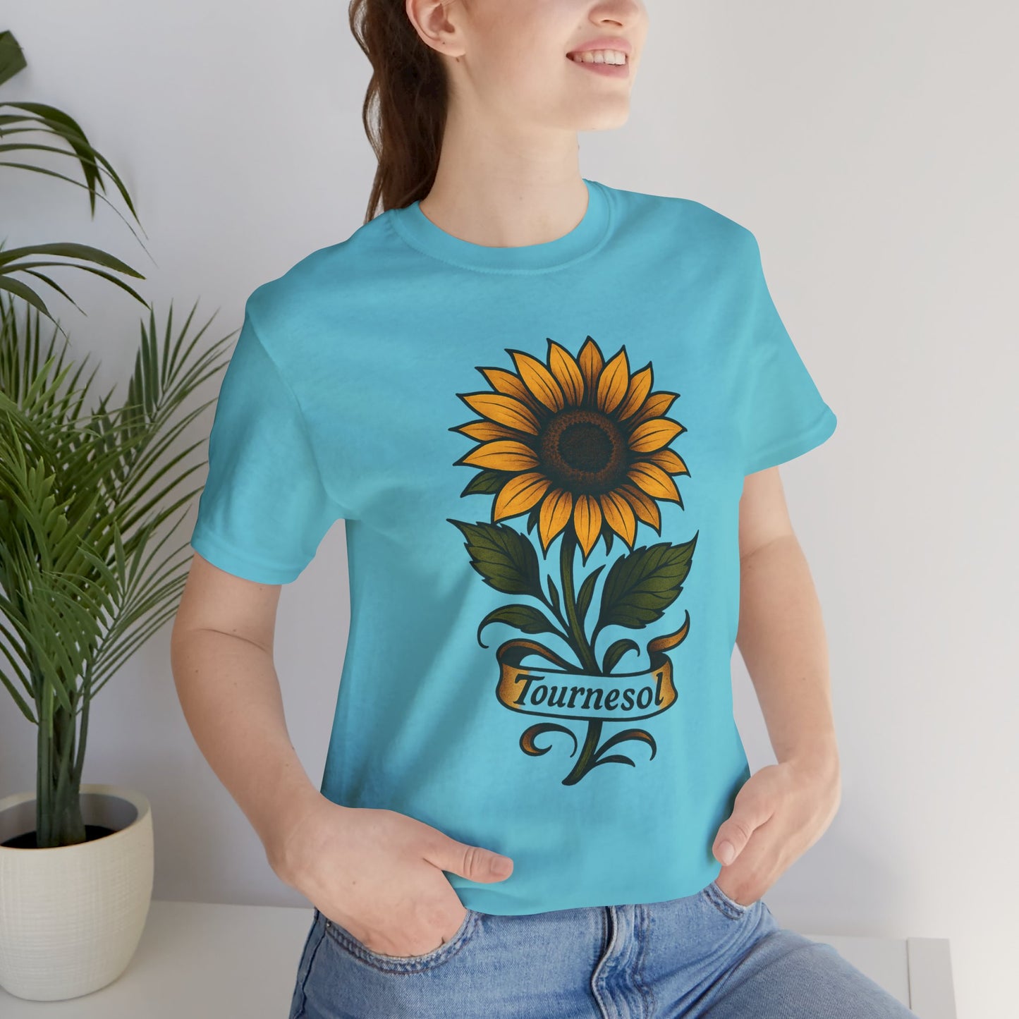 Sunflower art jersey short sleeve T