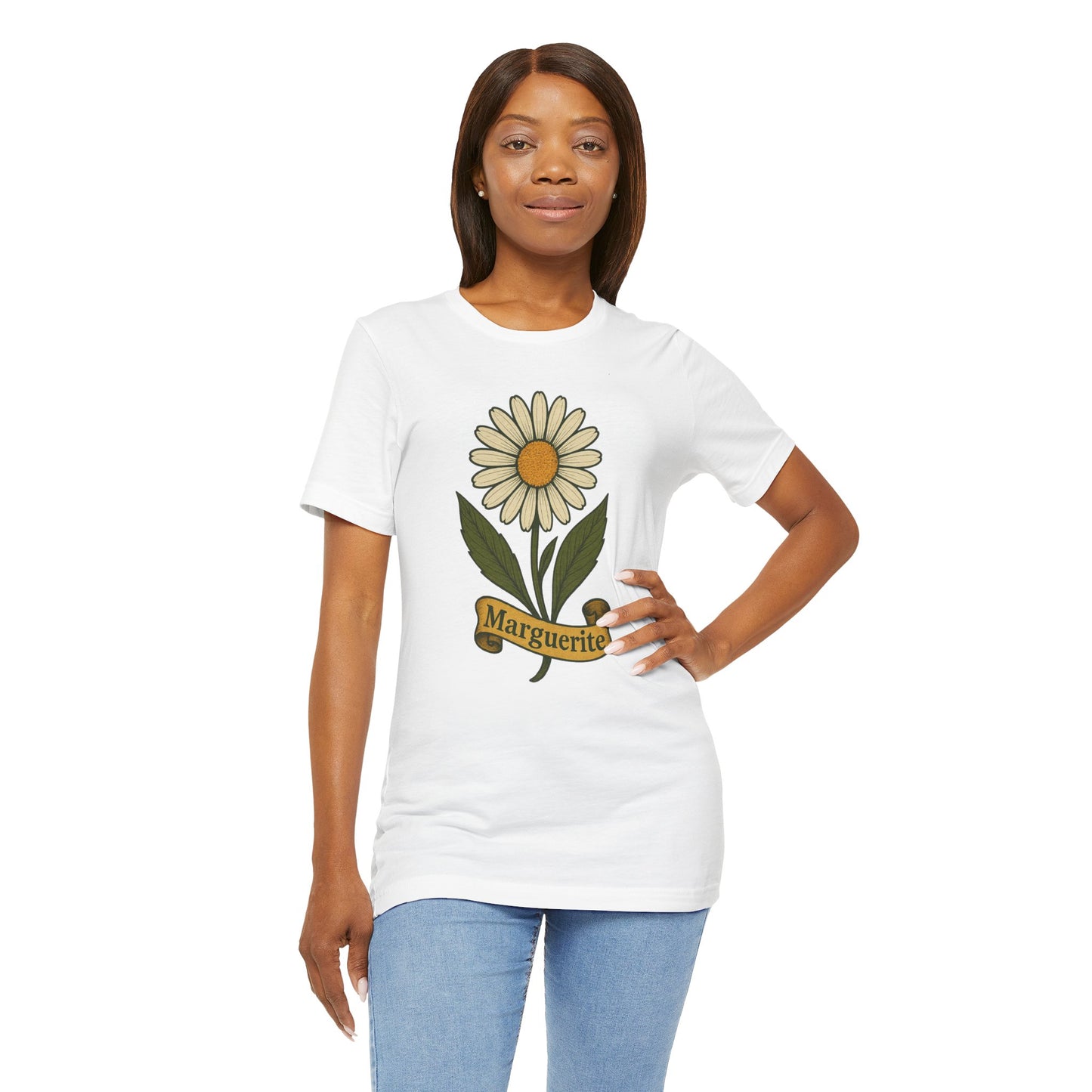 Marguerite floral art jersey short sleeve t