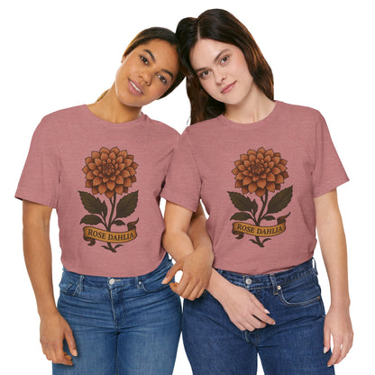 Rose Dahlia art short sleeve T